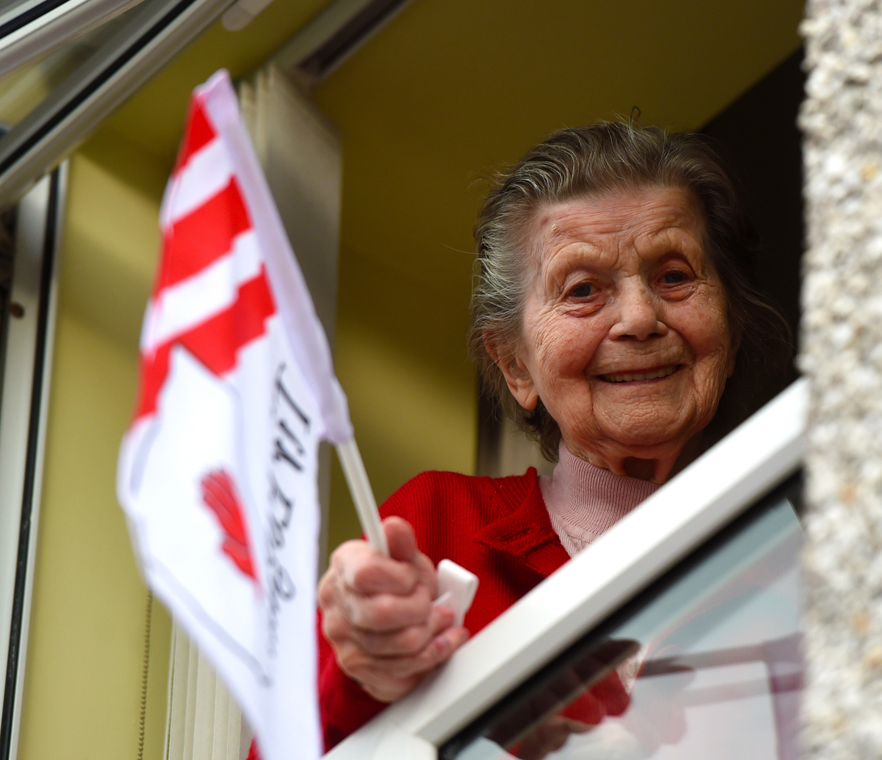 Centenarian waiting patiently on hairdresser to reopen