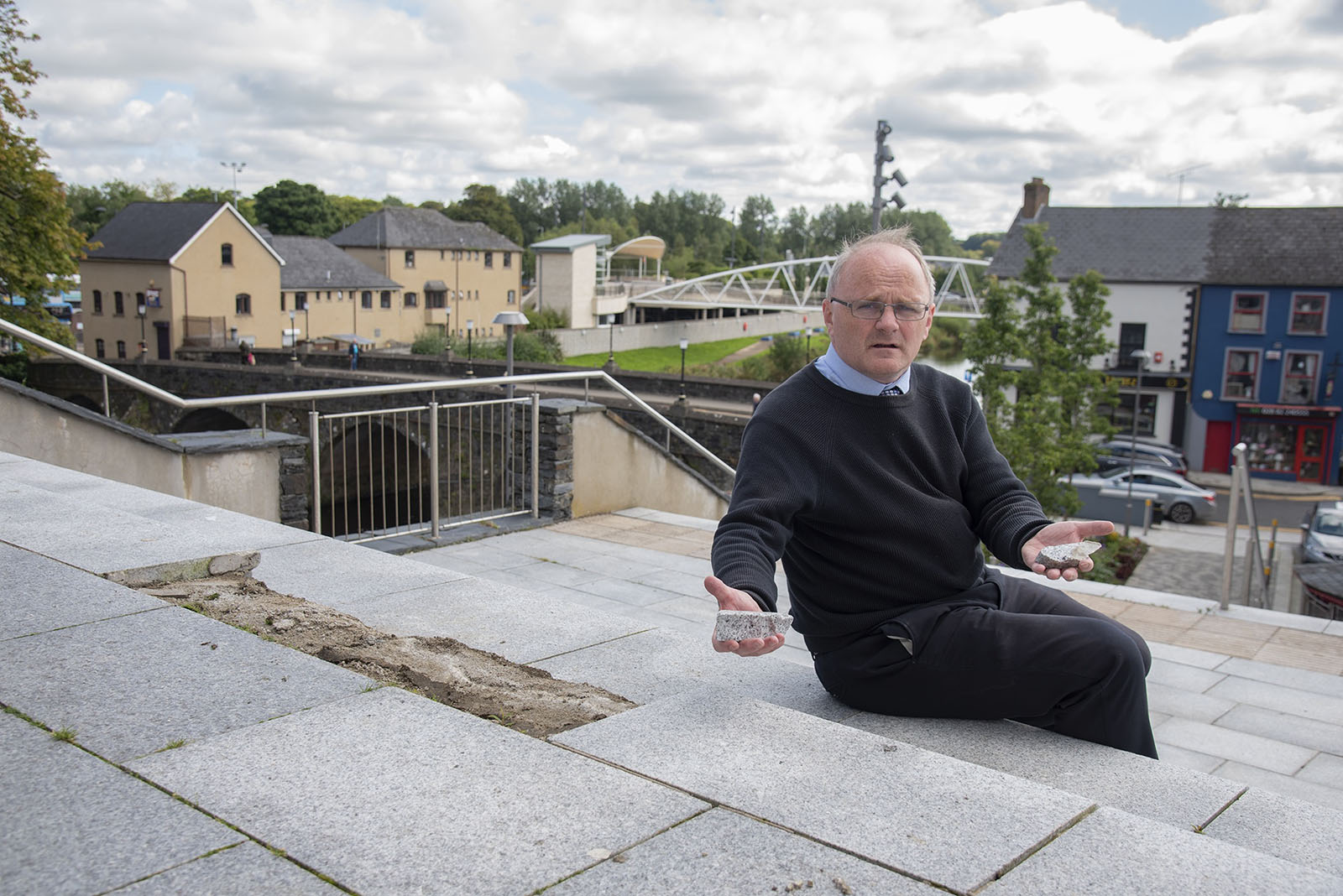 Vandals smash granite steps at Strule Arts Centre