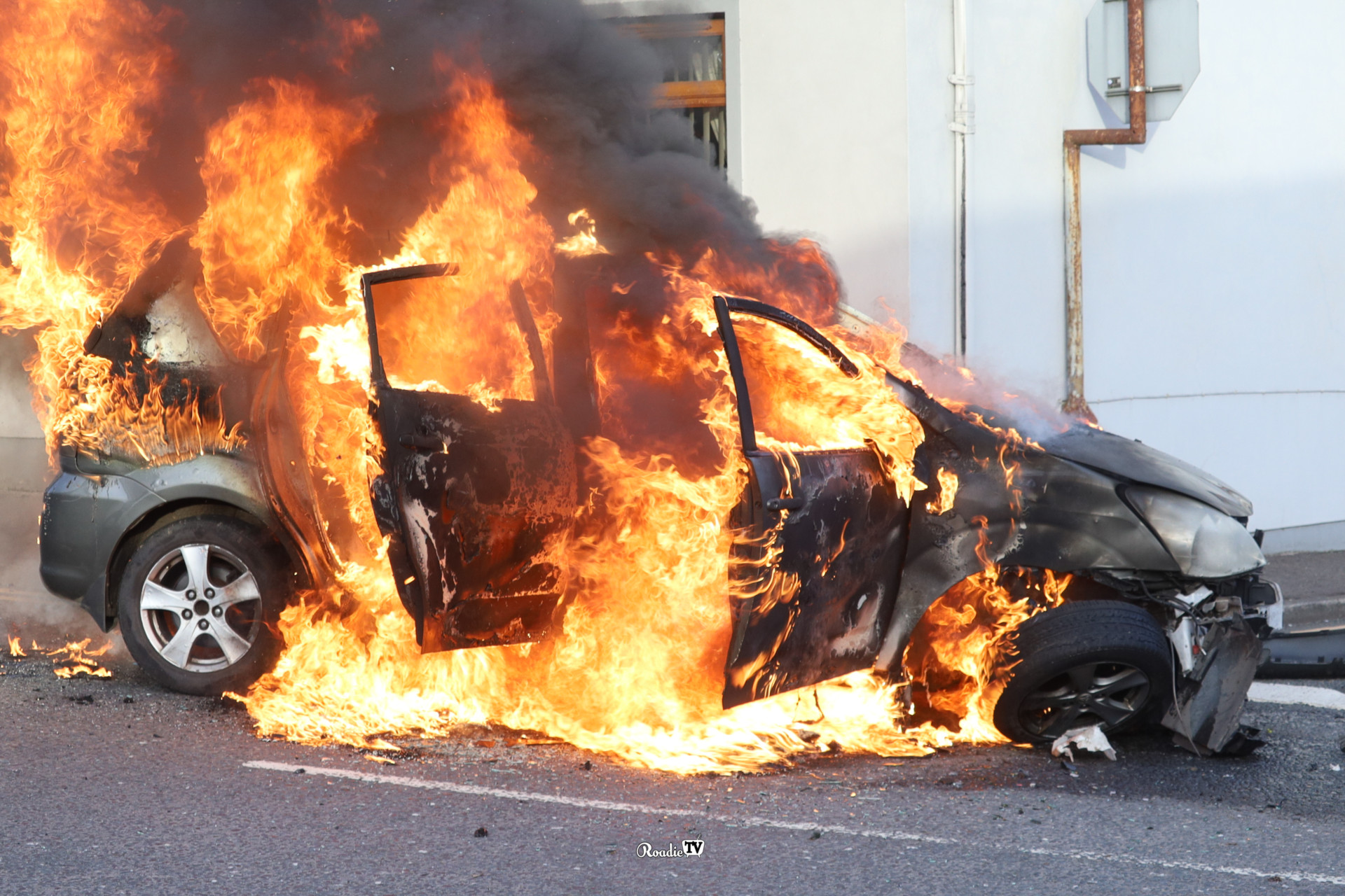 Man arrested as fire engulfs car in Fintona