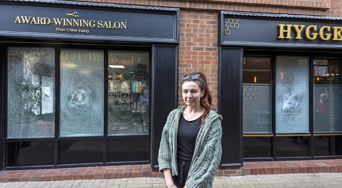 Windows smashed in hammer attack