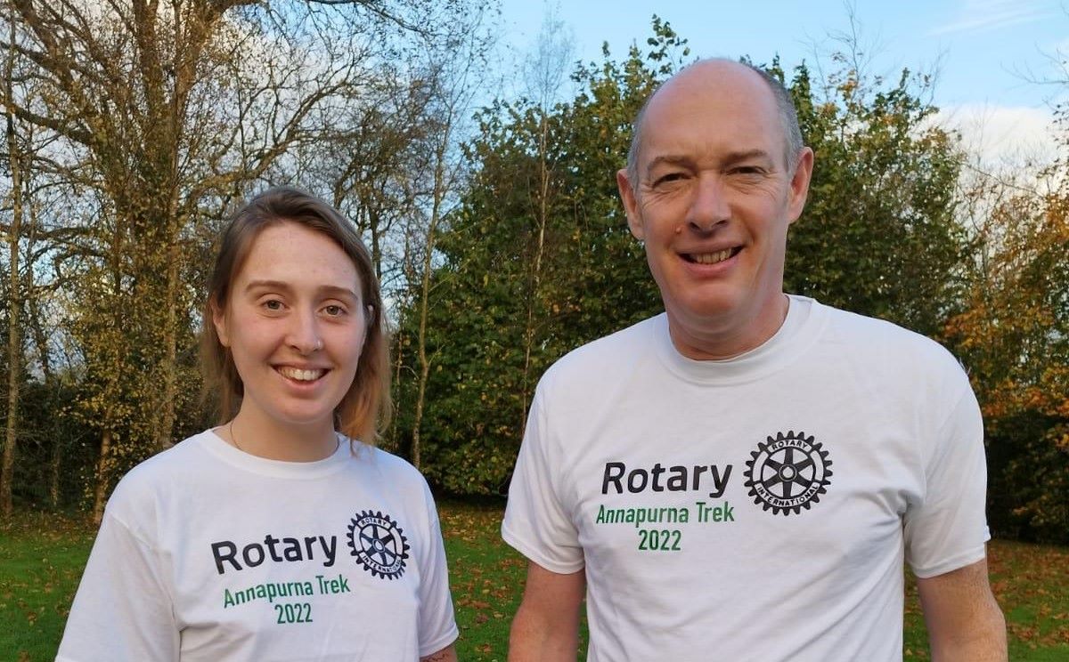 Family duo on mountain hike to support clean water project in Nepal