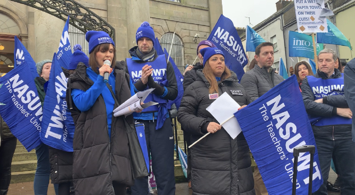 Strikers unite in Omagh for better pay and conditions
