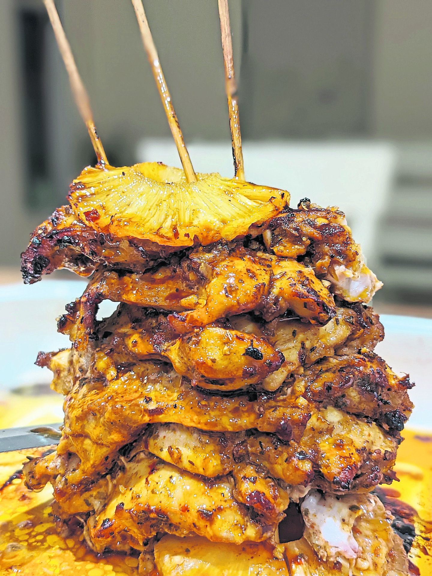 Mexican style home-made rotisserie chicken stack