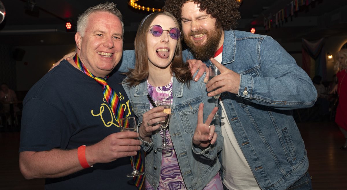 Michael Gallagher, Emma Shiels and David Meehan enjoy the party. JasMc6