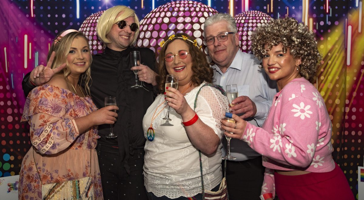 General Manager, Adrian Dallas enjoys the 70's disco with his Silver Birch staff. JasMc2