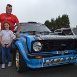 Joe Kelly and daughter Cadhla at their Ford Escort Mark 2 Millington. JasMc5