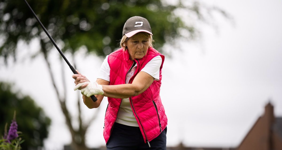Mary McGuigan pictured at the height of her swing. KMG13