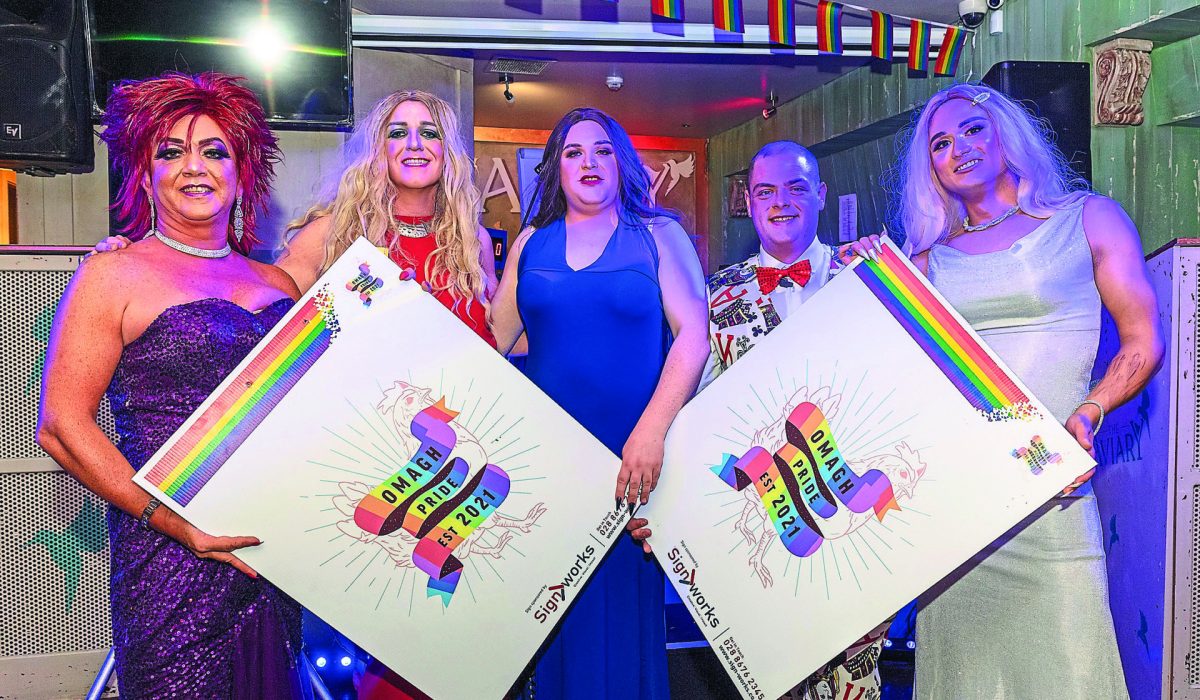 Shania Laa Rue, Lolly Pop, SweetRed Lips Shane Pritchard and Gaykota during the Omagh Pride fundraising Bingo at the Aviary Bar and Restaurant Omagh on Friday evening.JMG7