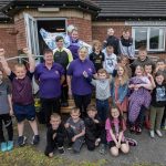 Volunteers and participants of the recent Sion Mills arts, crafts and sport summer camp. JasMc1