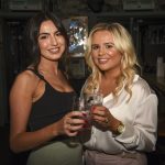 Chloe Ewing and Courtney Allen celebrate a successful day bridesmaid dress shopping for Chloe's wedding in May 2023. JasMc3