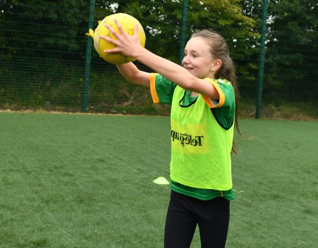 Grace makes a great catch during the training session. DR33