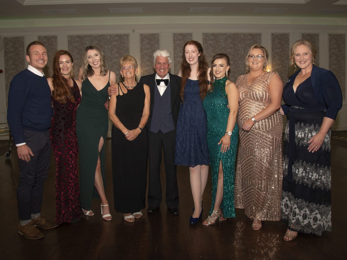 Bovelle and Des Hamilton (centre) with staff of Campsie Vets. JasMc8