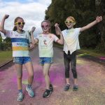 Friends Aoife McRory, Catherine Mullin and Molly McCarville have fun at Altamuskin on Saturday morning. JasMc2
