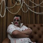 Robert Crozier awaits his next victim during the Halloween Disco Party at Lola's.JMG29