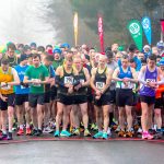 The 10K runners get ready for the start of The Rudolph Run at very cold and foggy Eskra on Saturday morning.JMG1