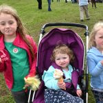 Sorcha, Caoimhe, and Caitlin, enjoying an ice cream during the hooley at the lough, MC 32