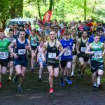 Omagh Harries Club Athletic Paul Adams leads the back off the start line during the Seskinore Forrest 5K Run.JMG8